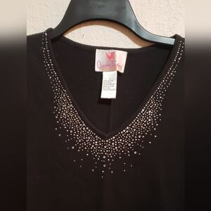 Quacker Factory Black Top with Embellishments